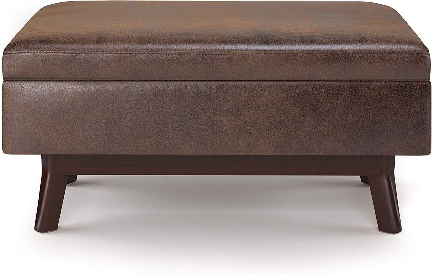 Mid Century Modern Storage Ottoman in Chestnut Brown