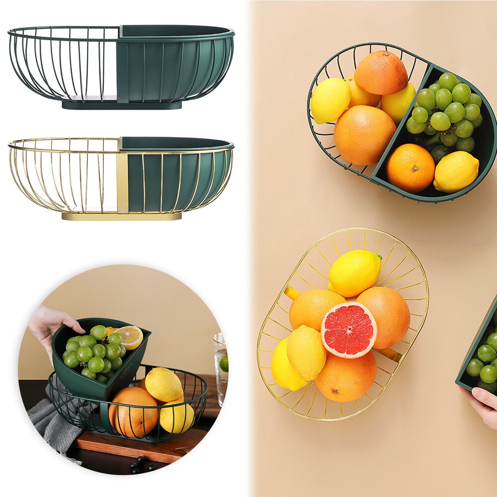 Metal Hollowed Out Fruit Vegetable Snack Tray Bowl Basket