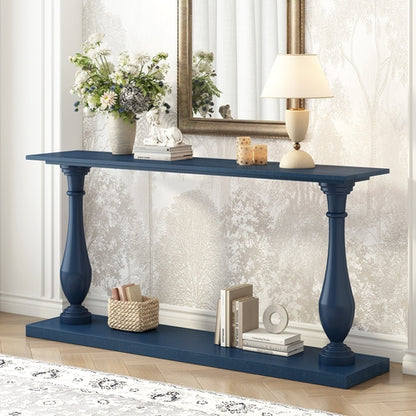 Vintage Sofa Table Console Table with Luxurious Pine Veneer and