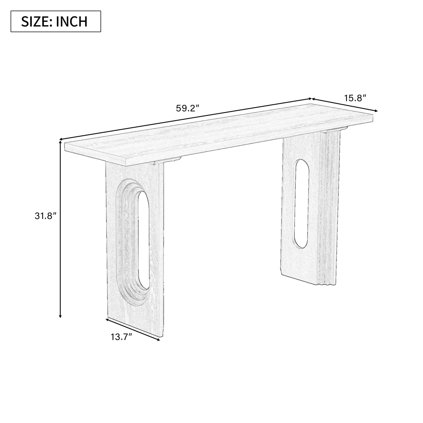 Uniquely Designed Console Table made of Fraxinus Mandschuric Solid