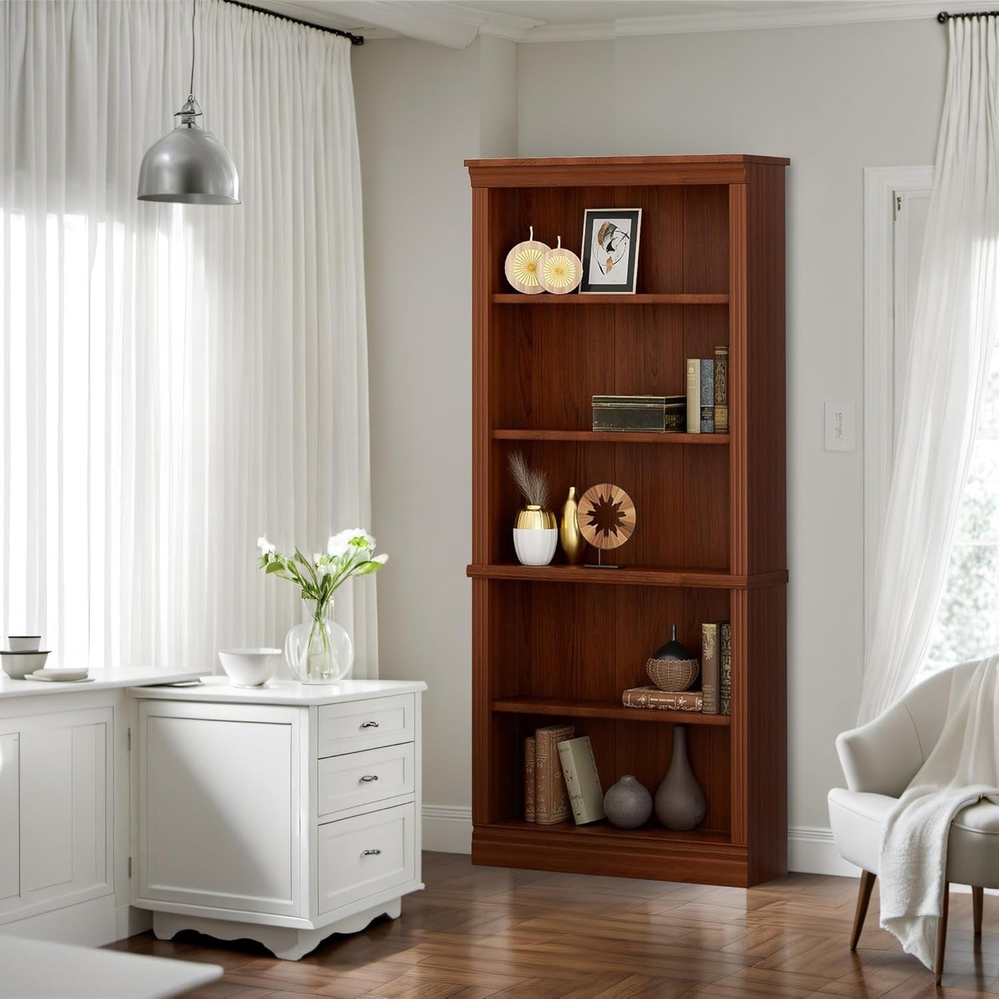Bookcase Bookshelves, 5-Shelf Tall Bookcase 72" Wood Open Display