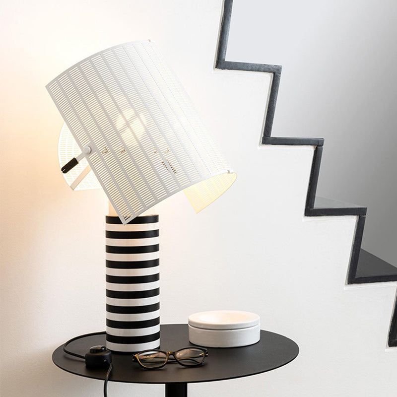 Elegant Monochrome Stripes Contemporary Artistic Table Lamp Modern