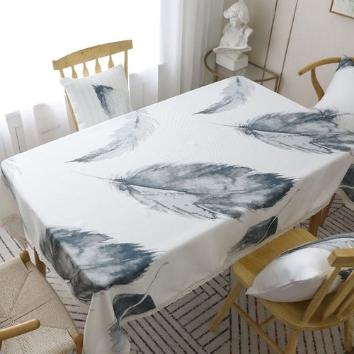 Feather Print Decorative Table Cloth