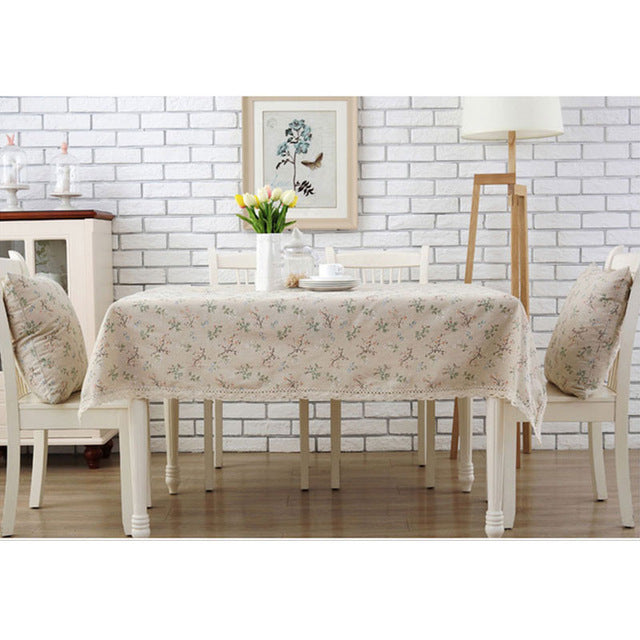 Flower Rectangular Table Cloth Cotton