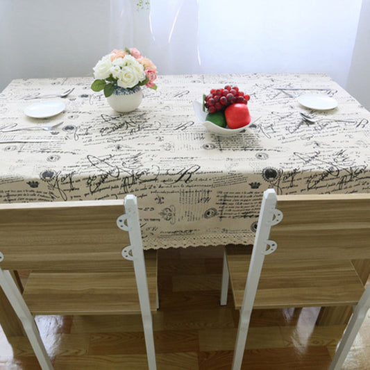 Letter Print Decorative Table Cloth Linen