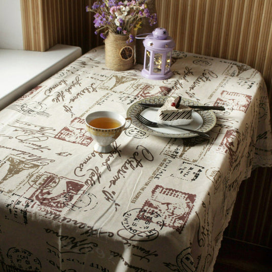Tower Print Decorative Table Cloth Cotton