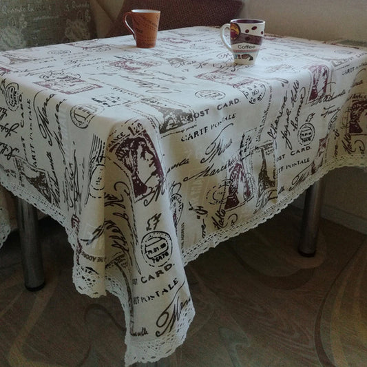 Tower Print Decorative Table Cloth Cotton