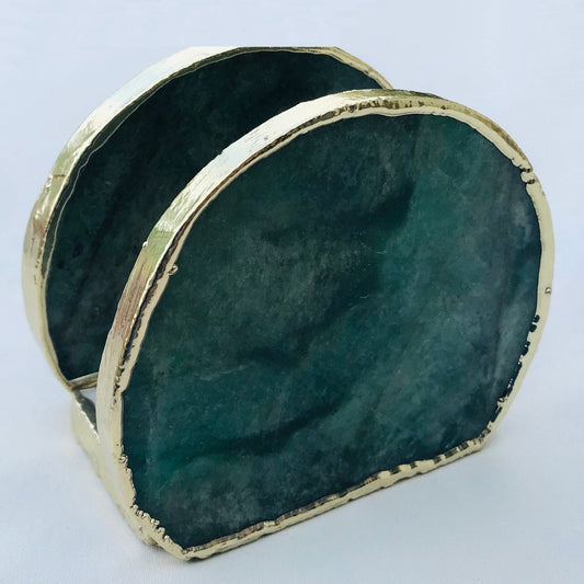 Hand Rounded Green Agate Napkin Holder/Natural Stone Napkin