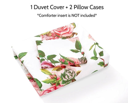DaDa Bedding Romantic Roses Lovely Spring Pink Floral Duvet Cover Set