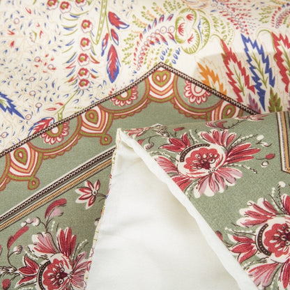 DaDa Bedding Botanical Cranberry Sage Chevron Floral Duvet Cover Set