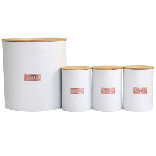 MegaChef Kitchen Food Storage and Organization 4 Piece Argyle Canister