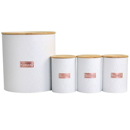MegaChef Kitchen Food Storage and Organization 4 Piece Argyle Canister