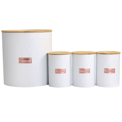 MegaChef Kitchen Food Storage and Organization 4 Piece Argyle Canister