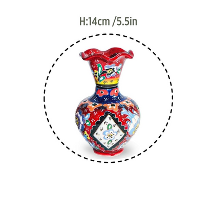 Handmade Ceramic Vase – Iznik, Red Floral – 23cm