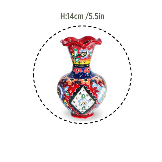 Handmade Ceramic Vase – Iznik, Red Floral – 23cm
