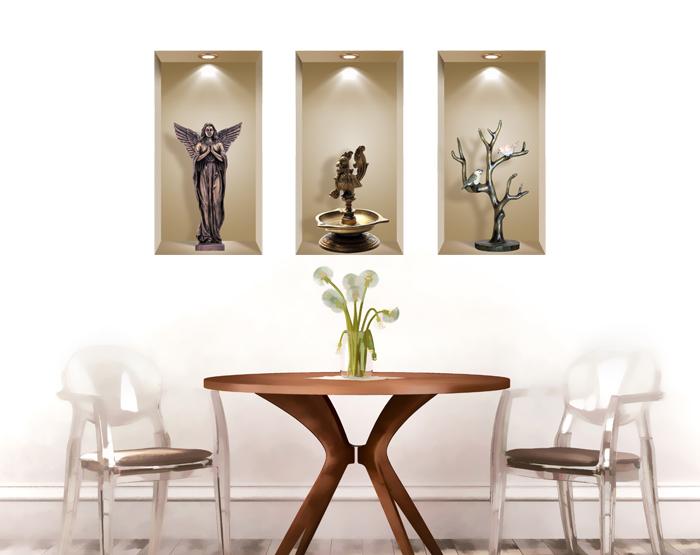 3D Niche Wall Art Decals - Set Of 3 | Easy To Apply, Stunning