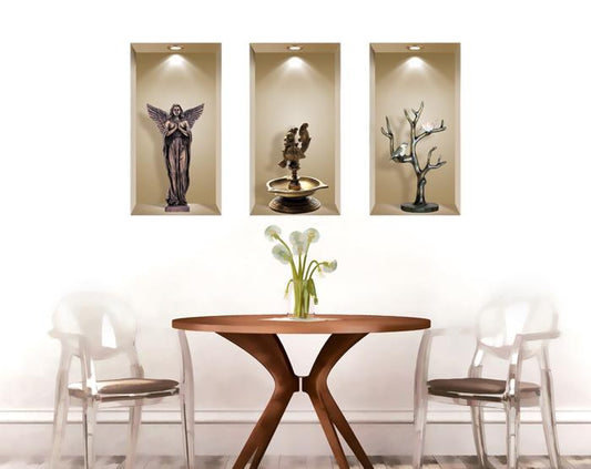 3D Niche Wall Art Decals - Set Of 3 | Easy To Apply, Stunning