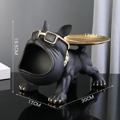 30cm/11.8inch Home Decor Bulldog Figurine Dog Statue Key Storage Box