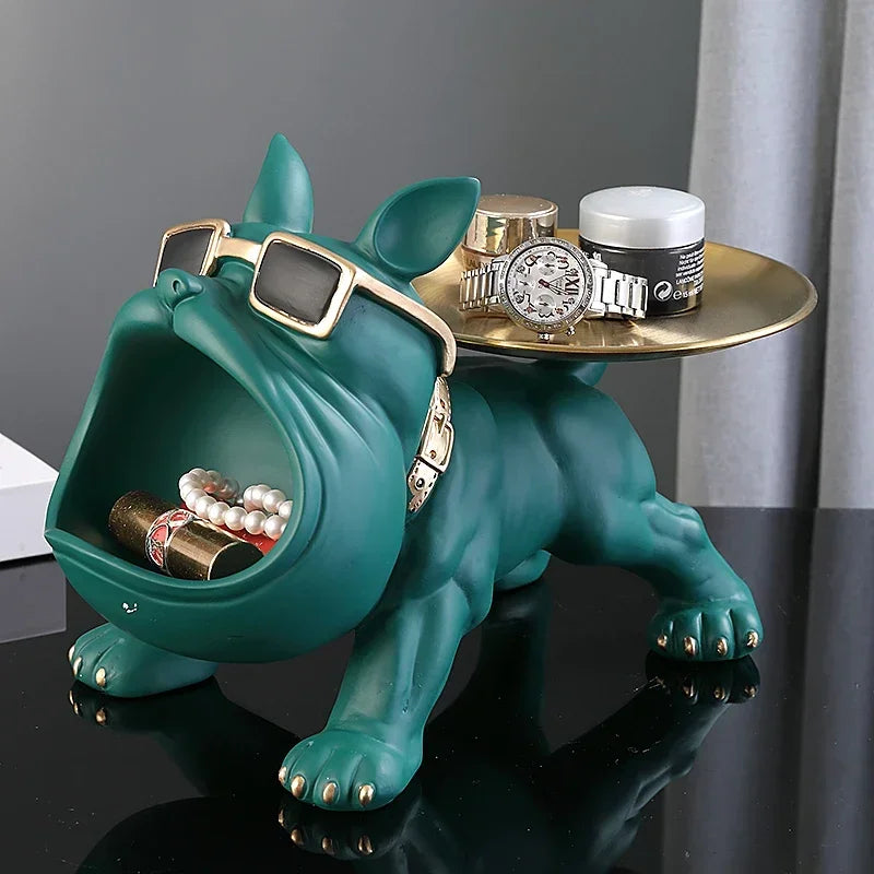 30cm/11.8inch Home Decor Bulldog Figurine Dog Statue Key Storage Box