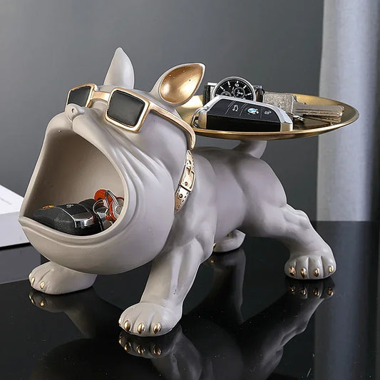 30cm/11.8inch Home Decor Bulldog Figurine Dog Statue Key Storage Box