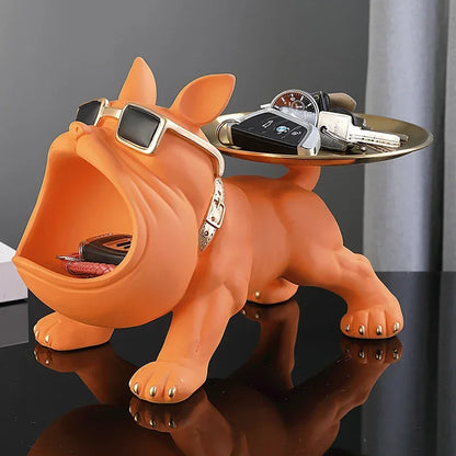 30cm/11.8inch Home Decor Bulldog Figurine Dog Statue Key Storage Box