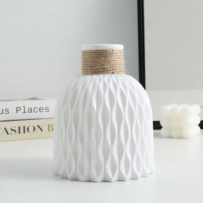 1PC Pineapple Pattern Twine Imitation Ceramic Plastic Vase Simple