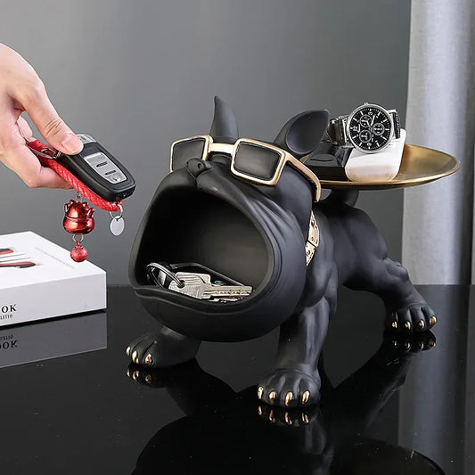 30cm/11.8inch Home Decor Bulldog Figurine Dog Statue Key Storage Box