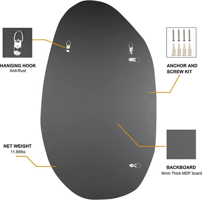 Irregular Wall Mirror Asymmetrical Bathroom Mirror Frameless Mirror