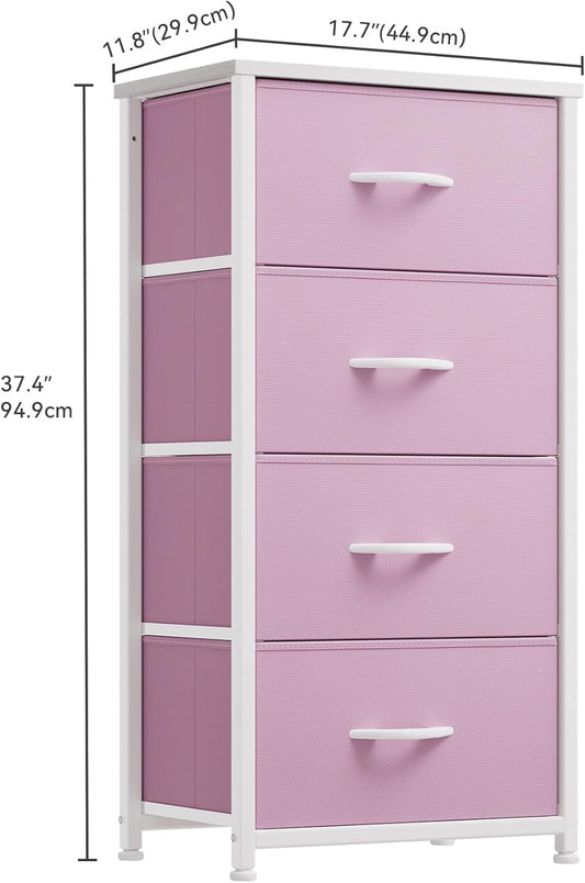 Storage Drawer with 4 Drawers - Fabric Dressers for Kids, Dresser for