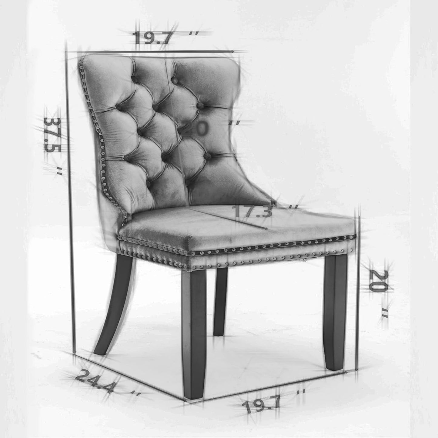 Tufted Dining Chairs Set of 4, Velvet Upholstered Dining Chairs with
