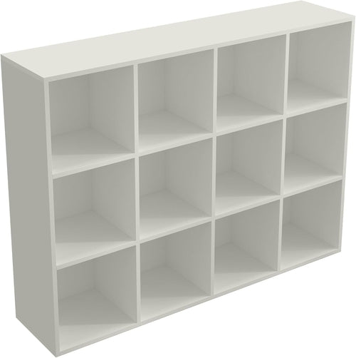 12-Cube Storage Shelf Bookcase - Wooden 3-Tier Floor Standing Open