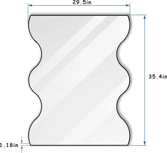 30X35 Inch Irregular Black Metal Framed Bathroom Mirror with Wavy