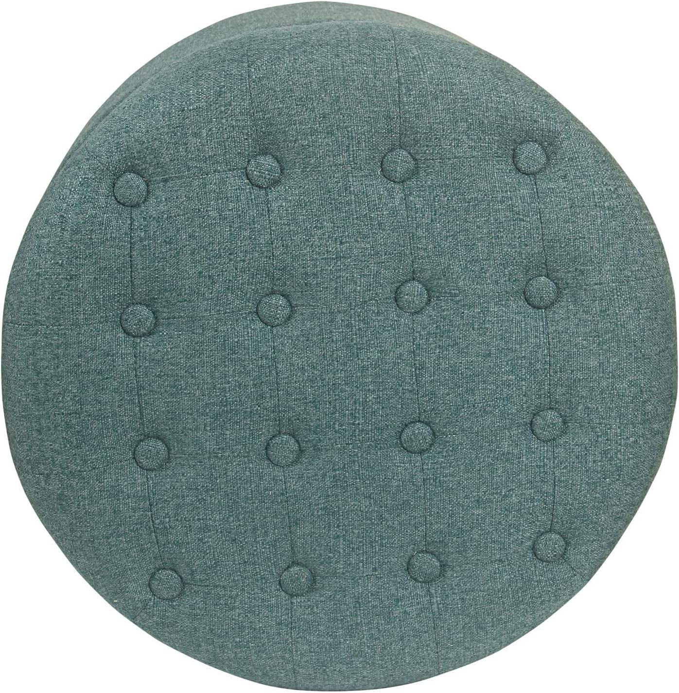 Dark Teal Velvet Storage Ottoman with Lid