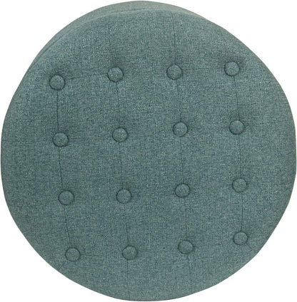 Dark Teal Velvet Storage Ottoman with Lid