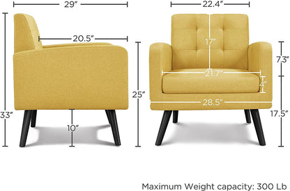 Yellow Mid-Century Modern Accent Chair