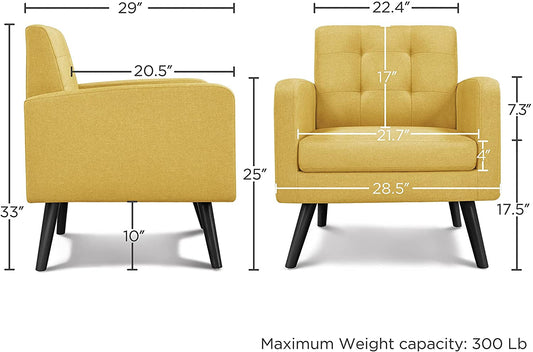 Yellow Mid-Century Modern Accent Chair