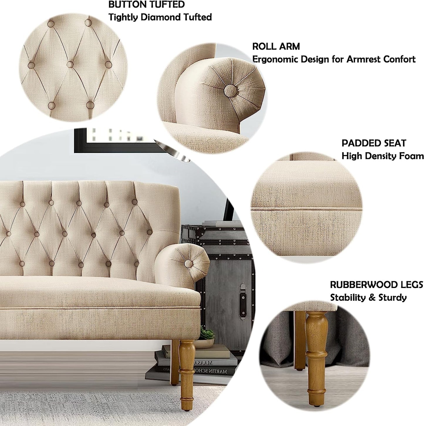 Warm Beige Hermosa Para Sala Love Seat