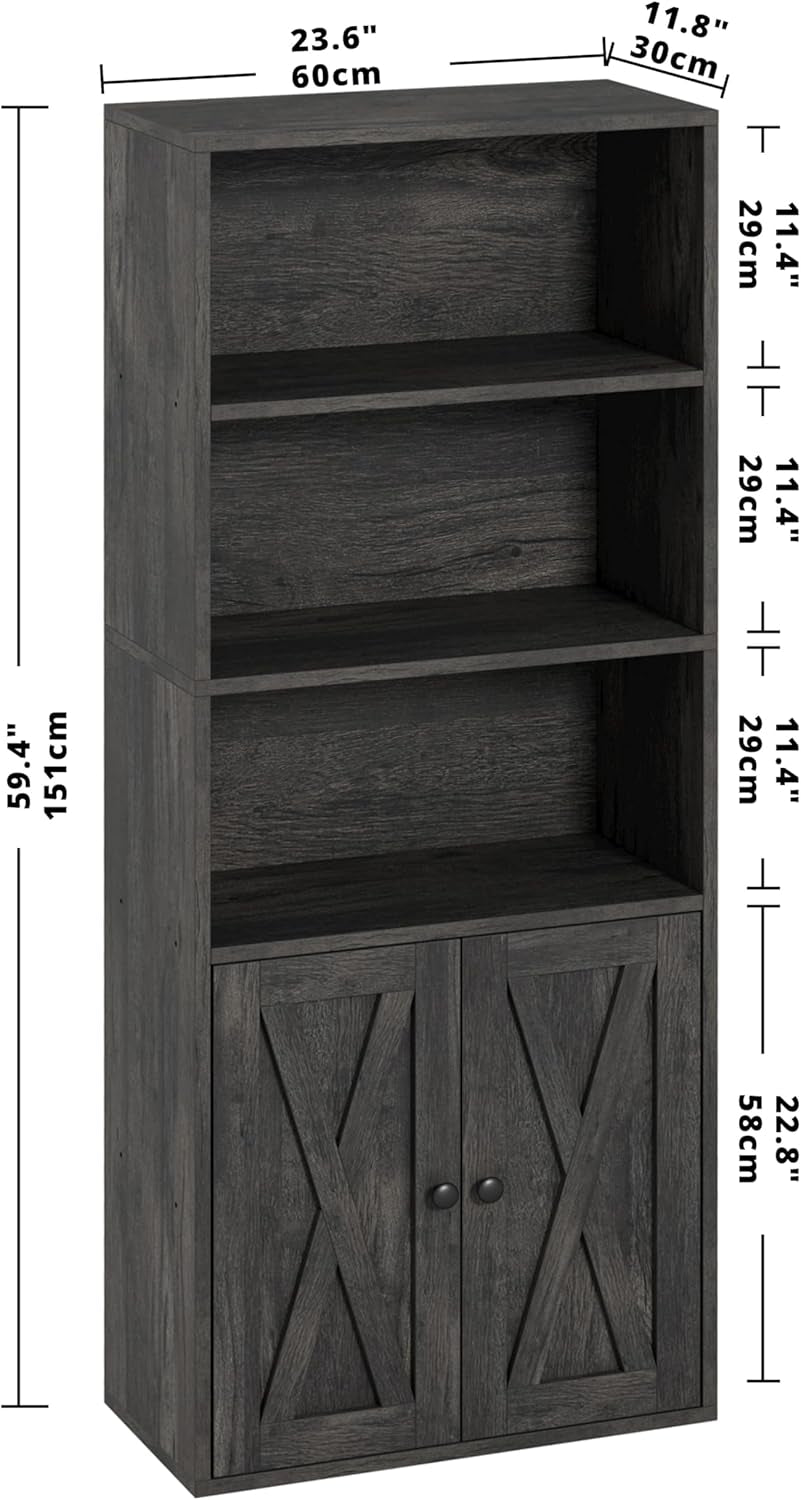 Industrial Bookshelves and Bookcases with Doors 11.8 in Depth Floor