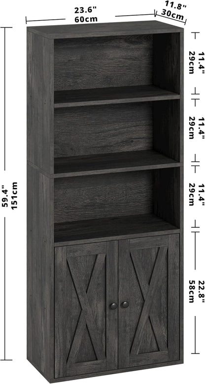 Industrial Bookshelves and Bookcases with Doors 11.8 in Depth Floor