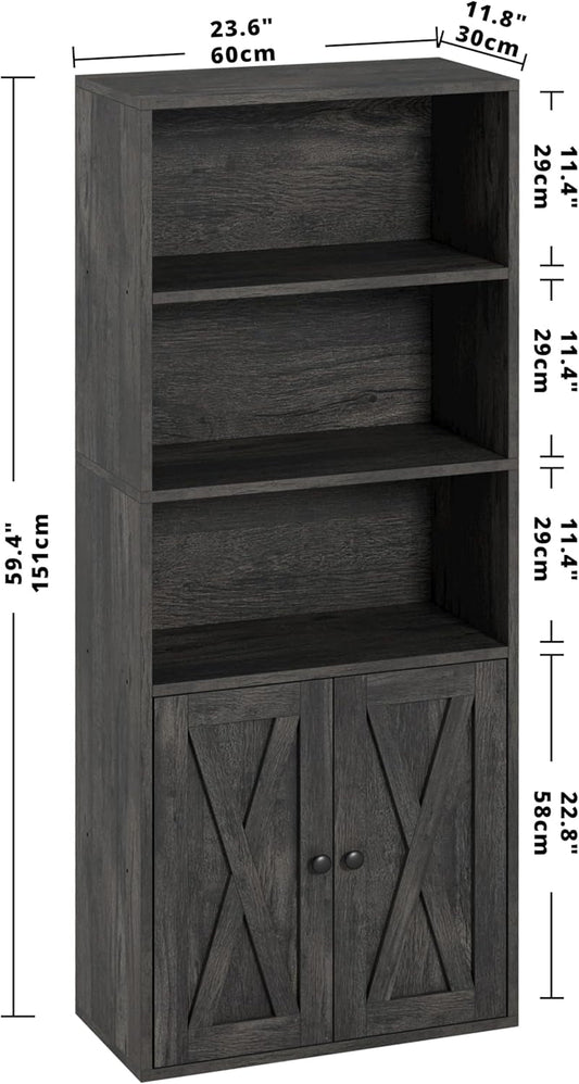 Industrial Bookshelves and Bookcases with Doors 11.8 in Depth Floor
