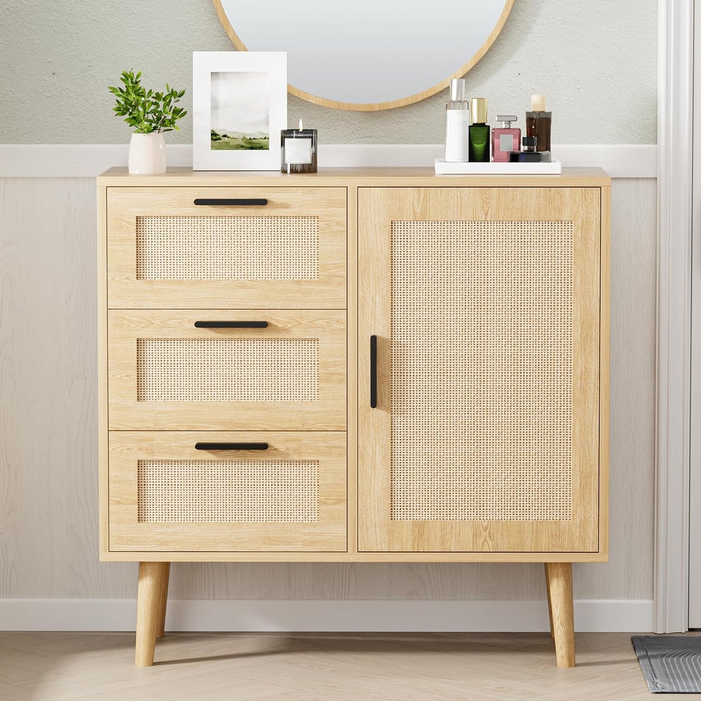 Modern Storage Cabinet, Free Standing Buffet Cabinet, Black Sideboard