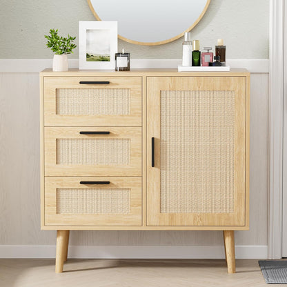 Modern Storage Cabinet, Free Standing Buffet Cabinet, Black Sideboard