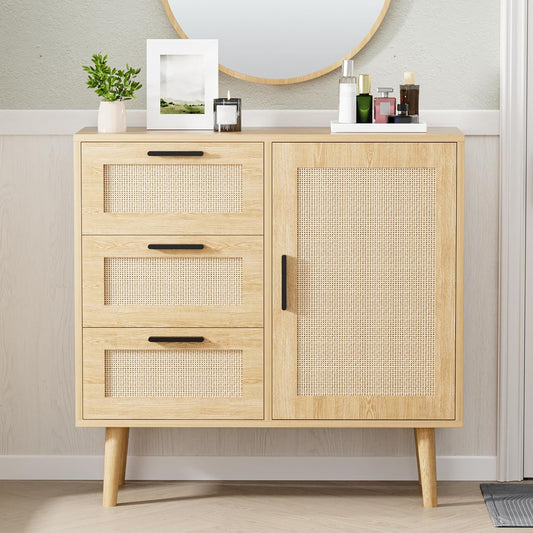 Modern Storage Cabinet, Free Standing Buffet Cabinet, Black Sideboard