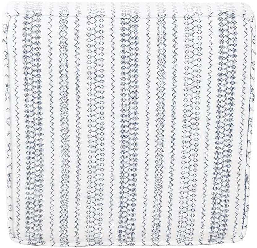 Blue Stripe Ottoman with Storage for Home Decor