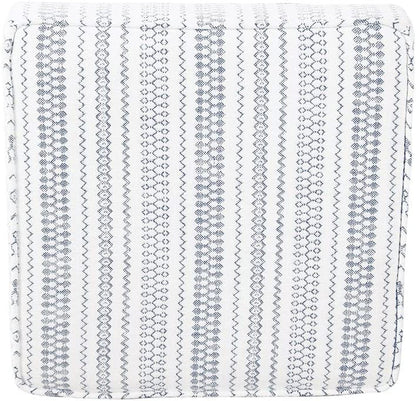 Blue Stripe Ottoman with Storage for Home Decor