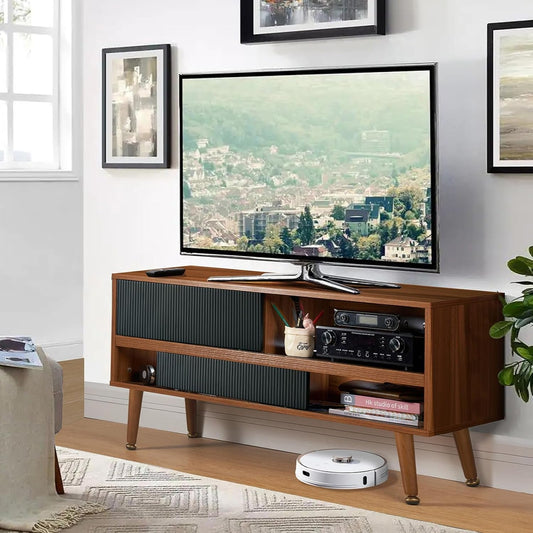 TV Stand for 46 Inch TV Mid Century Entertainment Center with Storage,