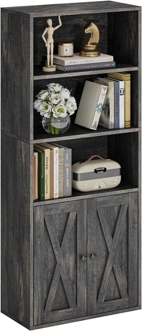 Industrial Bookshelves and Bookcases with Doors 11.8 in Depth Floor