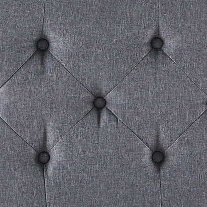 Button-Tufted Ottoman with Storage - Grey