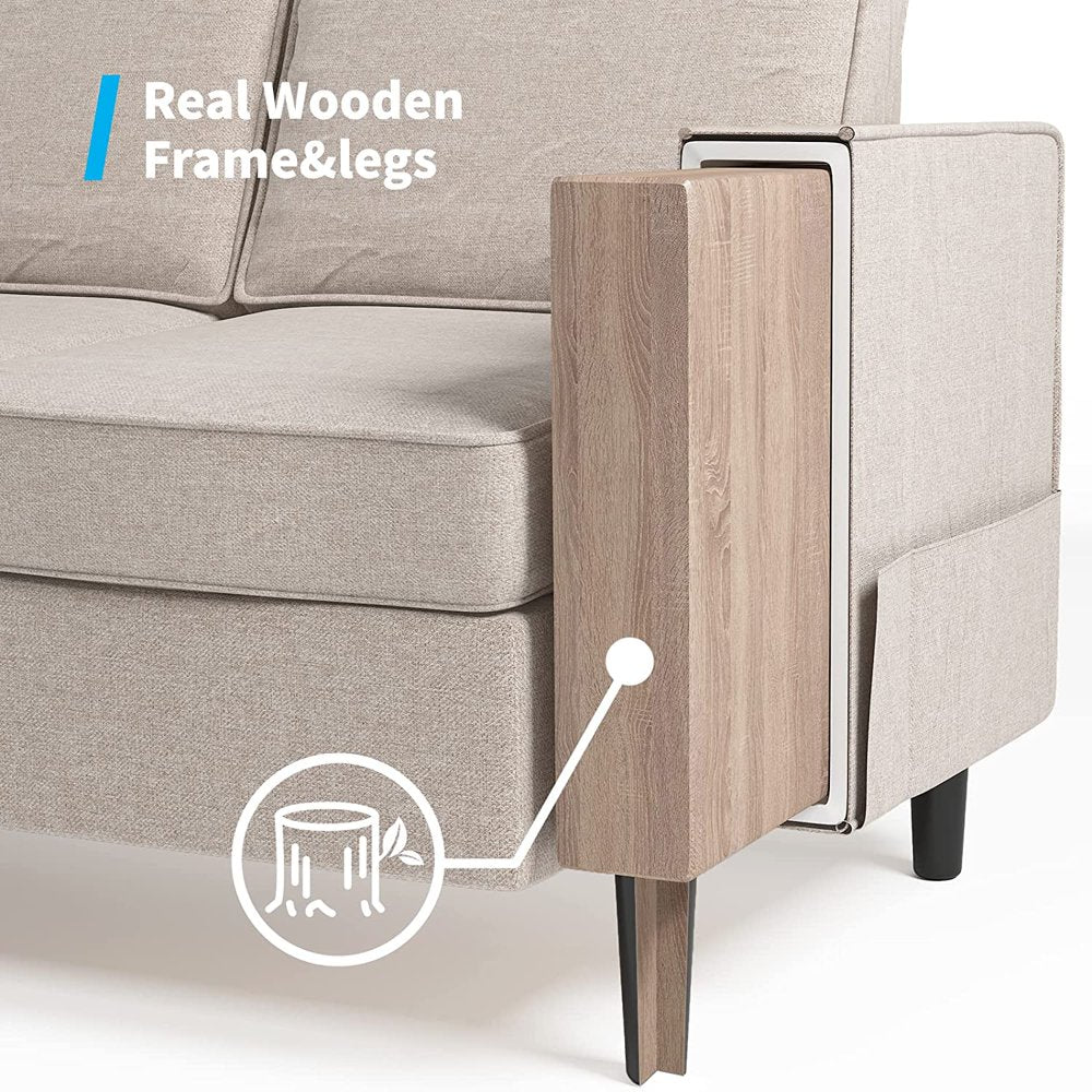 Convertible Sectional Sofa Couch with Storage Ottoman, 3 Pcs Couch Set