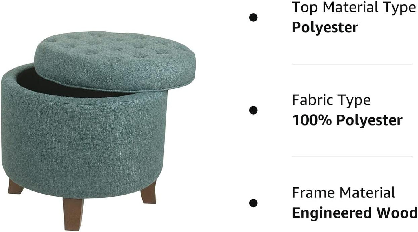 Dark Teal Velvet Storage Ottoman with Lid